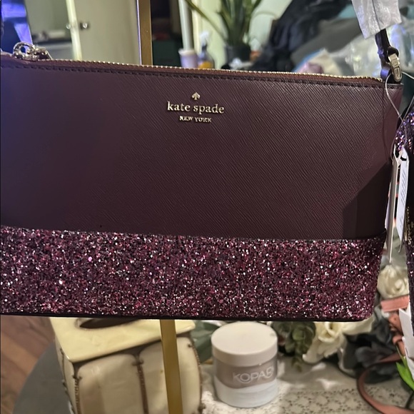 kate spade Handbags - kate spade Burgundy and Pink Glitter Clutch
